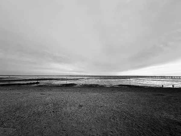 Southend Pier - iconic Essex landmark in dramatic black and white